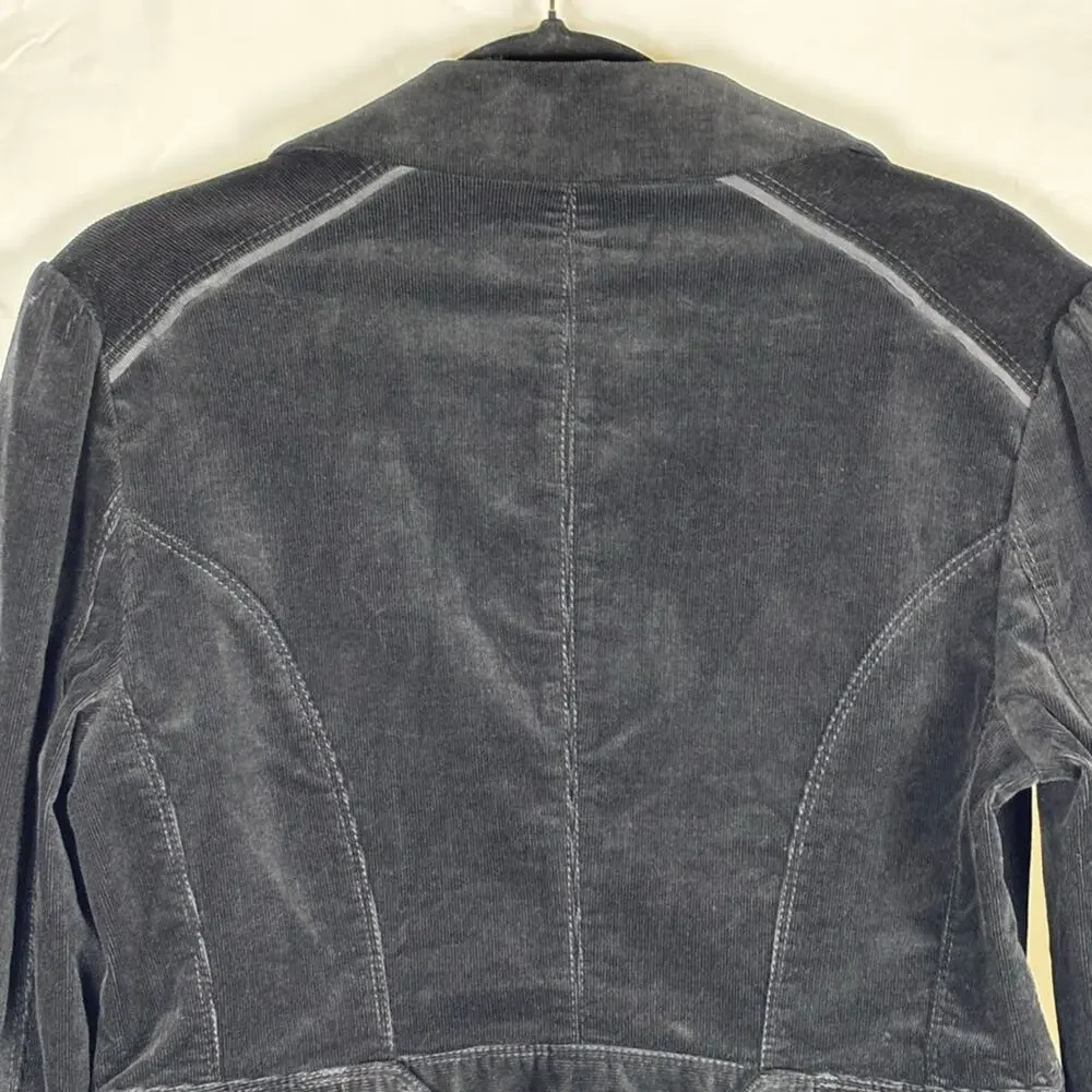 White House Black Market Blazer jacket Corduroy Buttons Black Size 8 - Picture 7 of 11